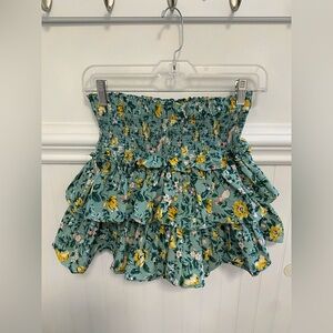Janie and Jack Floral Mini Skirt in Green and Yellow